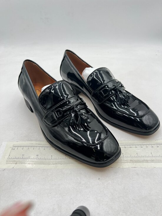 FOWT Men Glossy Square Toe Tassels Decor Loafers Low Heel Slip On Casual Shoes main image 8